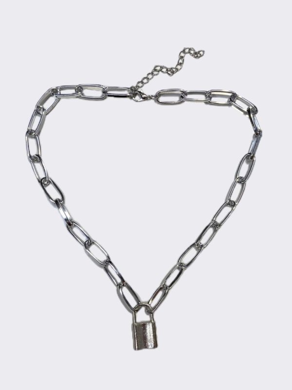 Lock It In Necklace- Silver